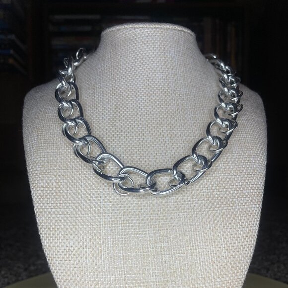 Chunky Silver Link Chain Necklace - Picture 1 of 5